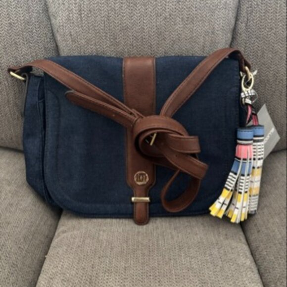 👜 Liz Claiborne Denim Crossbody Bag - NWT – Stylish Everyday Messenger - Picture 1 of 5
